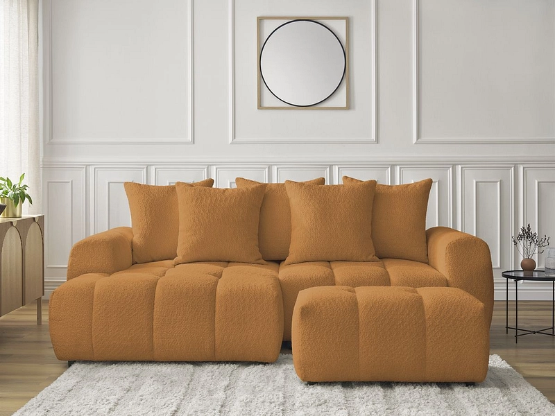 Canapé d'angle avec pouf BOBOCHIC ROXELANE