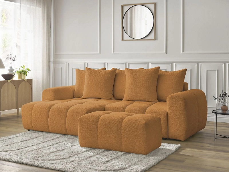 Canapé d'angle avec pouf BOBOCHIC ROXELANE