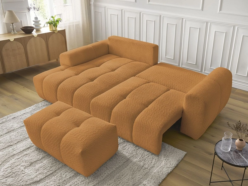 Canapé d'angle avec pouf BOBOCHIC ROXELANE