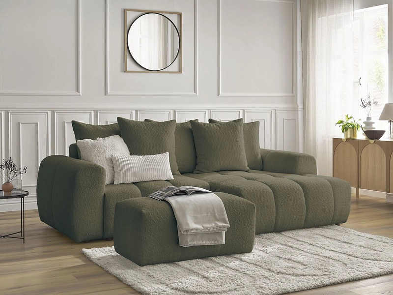 Canapé d'angle avec pouf BOBOCHIC ROXELANE