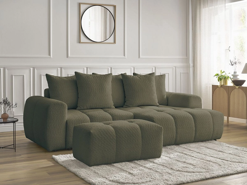 Canapé d'angle avec pouf BOBOCHIC ROXELANE