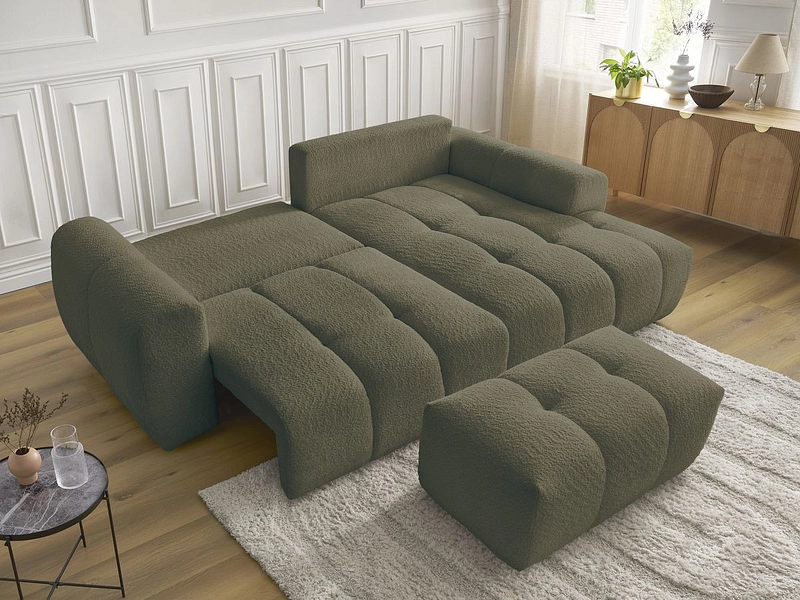 Canapé d'angle avec pouf BOBOCHIC ROXELANE
