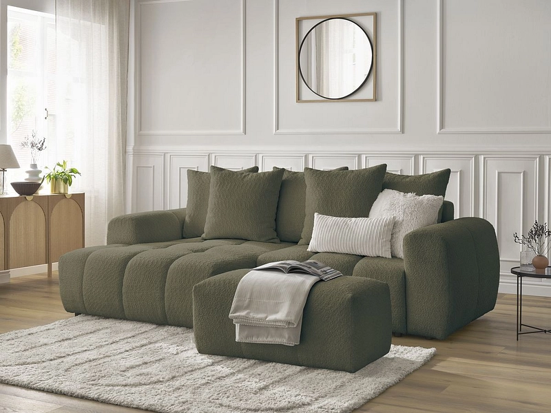 Canapé d'angle avec pouf BOBOCHIC ROXELANE