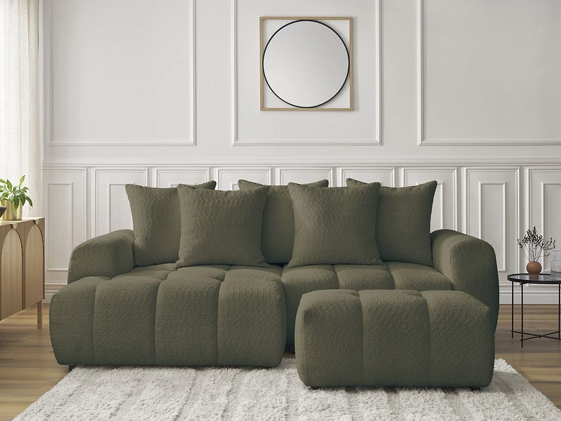 Canapé d'angle avec pouf BOBOCHIC ROXELANE