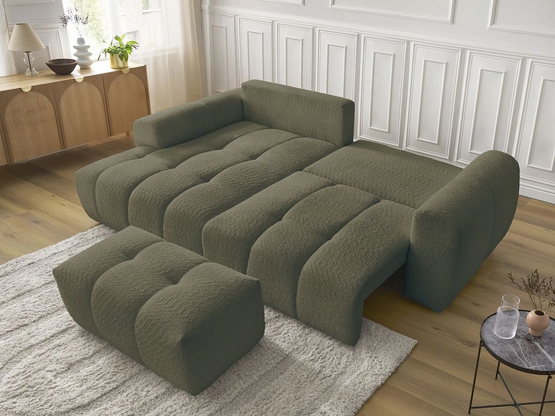 Canapé d'angle avec pouf BOBOCHIC ROXELANE