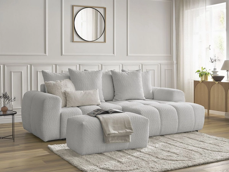 Canapé d'angle avec pouf BOBOCHIC ROXELANE