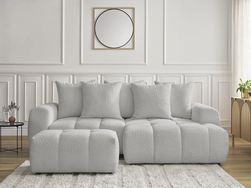 Canapé d'angle avec pouf BOBOCHIC ROXELANE