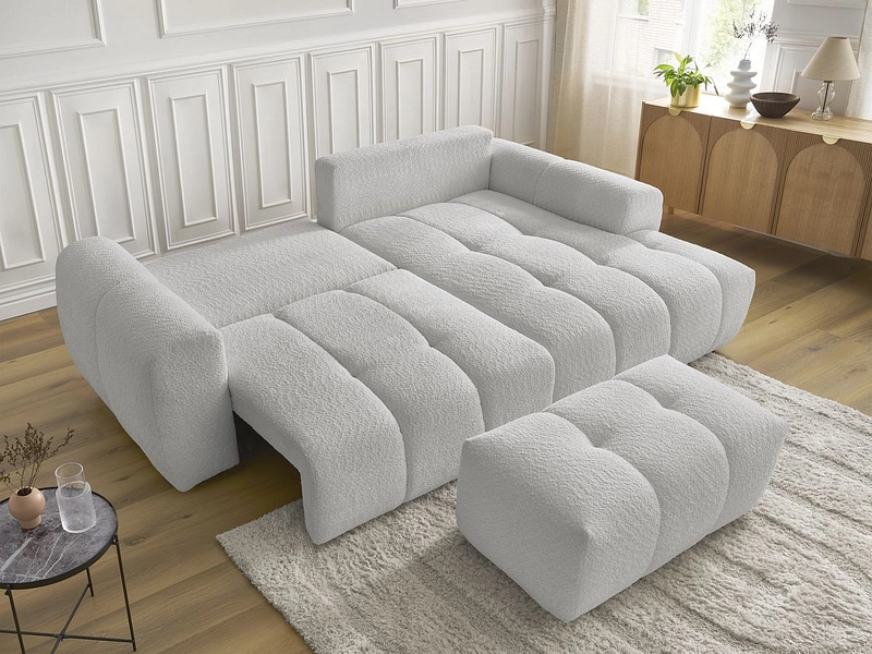 Canapé d'angle avec pouf BOBOCHIC ROXELANE