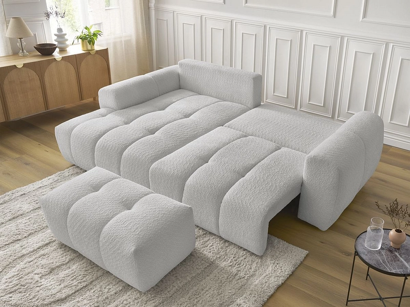 Canapé d'angle avec pouf BOBOCHIC ROXELANE