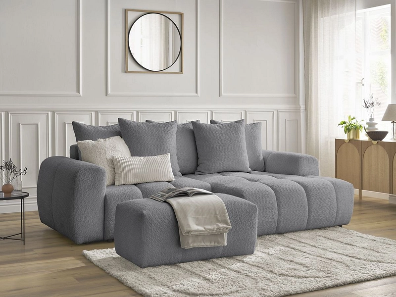 Canapé d'angle avec pouf BOBOCHIC ROXELANE