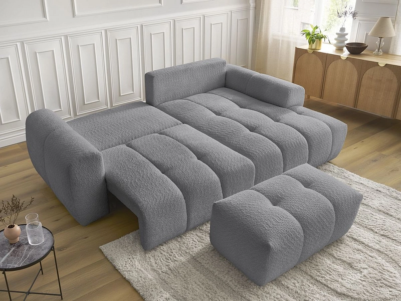 Canapé d'angle avec pouf BOBOCHIC ROXELANE