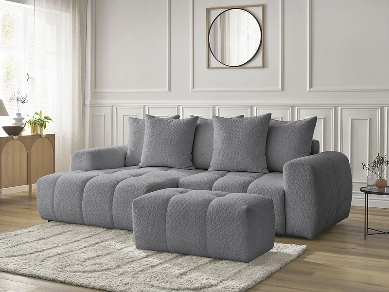 Canapé d'angle avec pouf BOBOCHIC ROXELANE