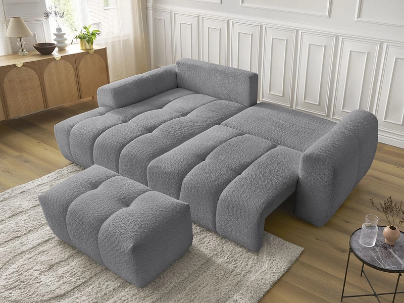 Canapé d'angle avec pouf BOBOCHIC ROXELANE