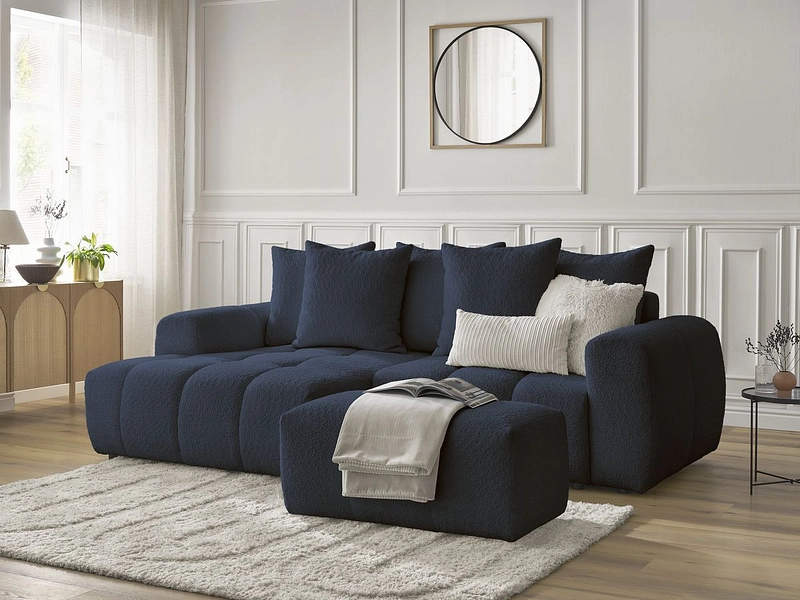 Canapé d'angle avec pouf BOBOCHIC ROXELANE