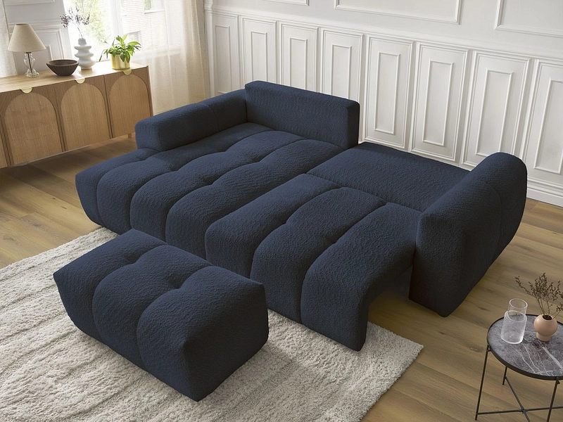 Canapé d'angle avec pouf BOBOCHIC ROXELANE