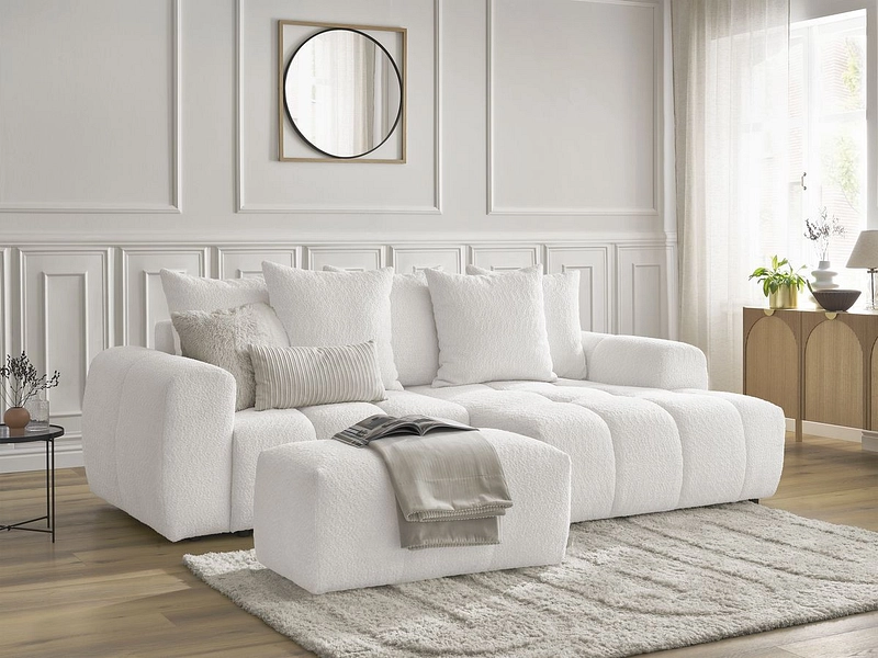 Canapé d'angle avec pouf BOBOCHIC ROXELANE