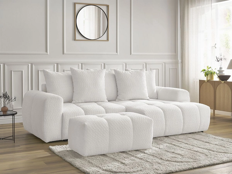 Canapé d'angle avec pouf BOBOCHIC ROXELANE