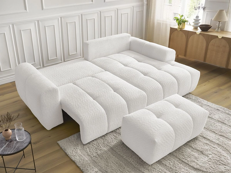 Canapé d'angle avec pouf BOBOCHIC ROXELANE