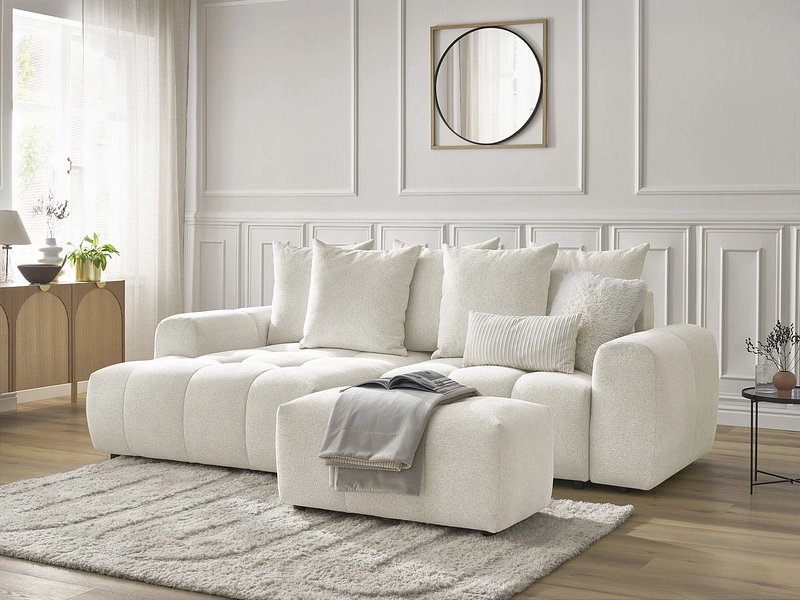 Canapé d'angle avec pouf BOBOCHIC ROXELANE