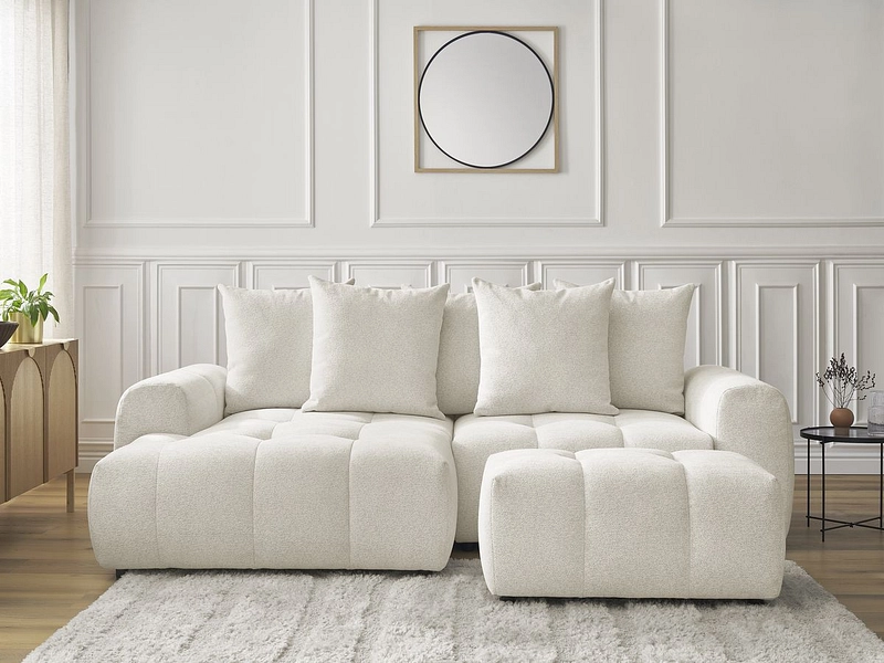 Canapé d'angle avec pouf BOBOCHIC ROXELANE