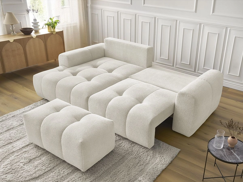 Canapé d'angle avec pouf BOBOCHIC ROXELANE