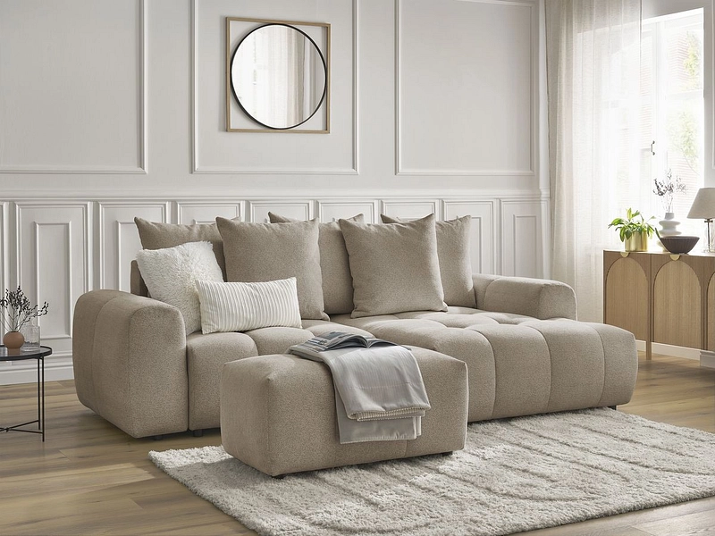 Canapé d'angle avec pouf BOBOCHIC ROXELANE