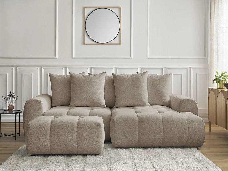 Canapé d'angle avec pouf BOBOCHIC ROXELANE