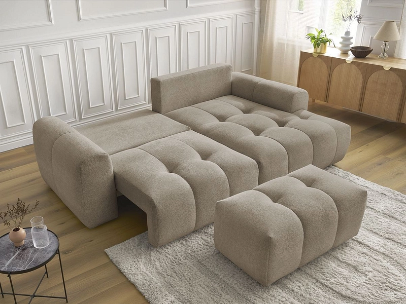 Canapé d'angle avec pouf BOBOCHIC ROXELANE