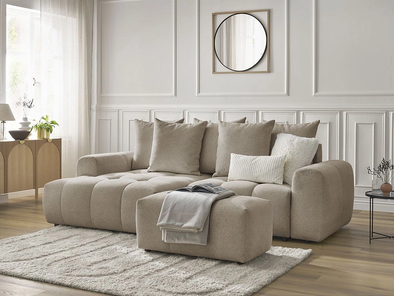 Canapé d'angle avec pouf BOBOCHIC ROXELANE