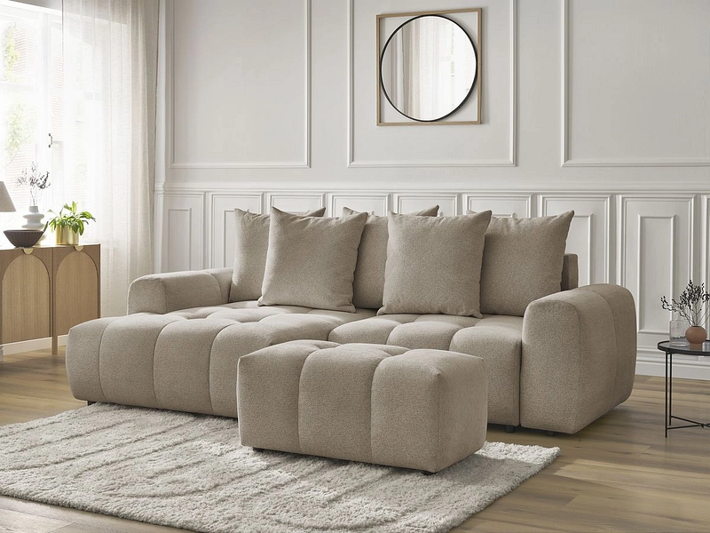 Canapé d'angle avec pouf BOBOCHIC ROXELANE