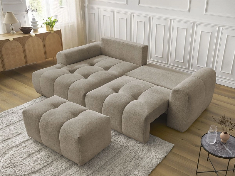 Canapé d'angle avec pouf BOBOCHIC ROXELANE