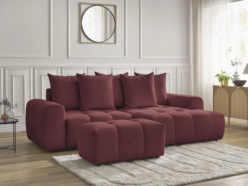 Canapé d'angle avec pouf BOBOCHIC ROXELANE