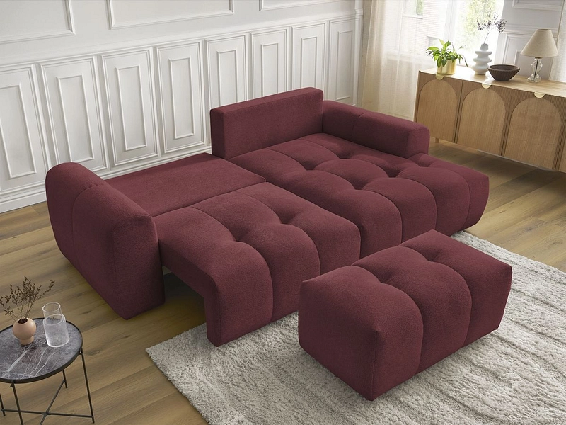 Canapé d'angle avec pouf BOBOCHIC ROXELANE