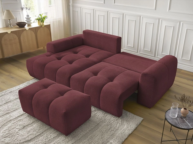Canapé d'angle avec pouf BOBOCHIC ROXELANE