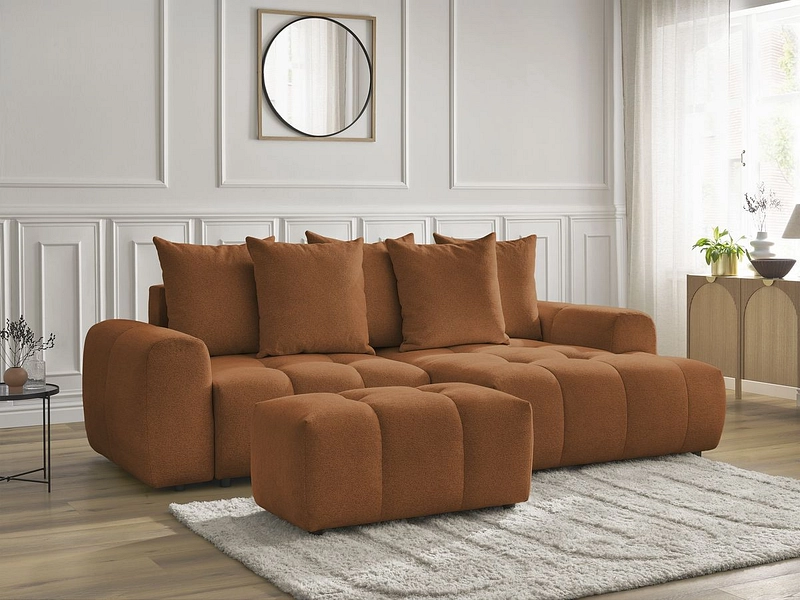 Canapé d'angle avec pouf BOBOCHIC ROXELANE