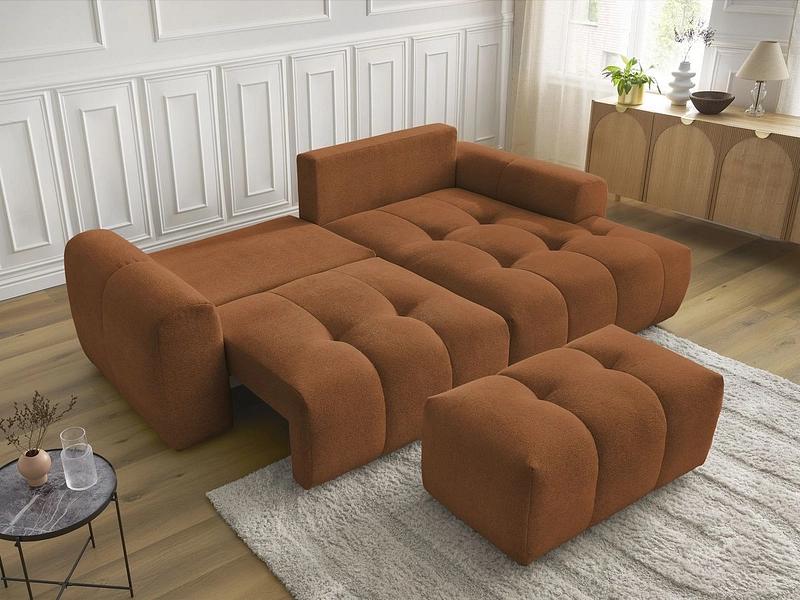 Canapé d'angle avec pouf BOBOCHIC ROXELANE