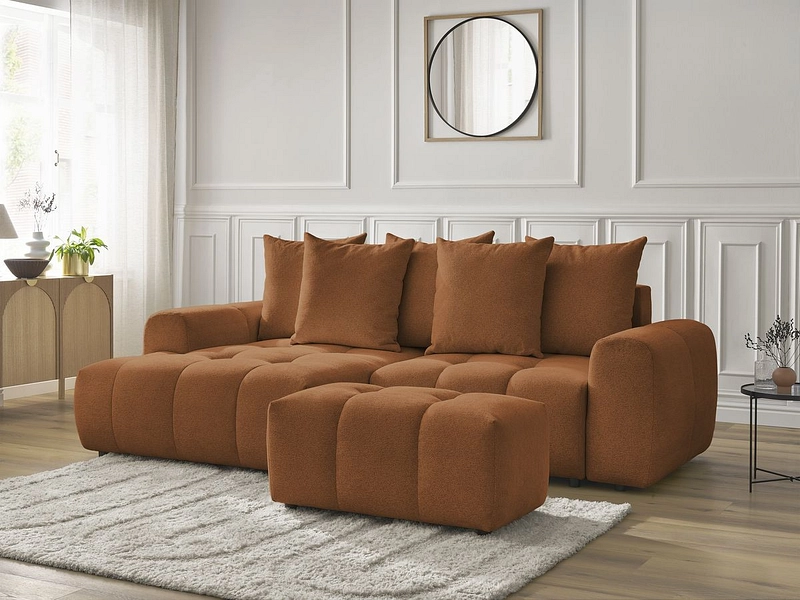 Canapé d'angle avec pouf BOBOCHIC ROXELANE