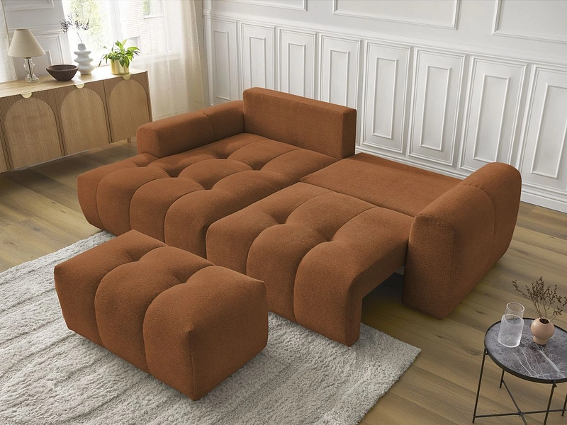Canapé d'angle avec pouf BOBOCHIC ROXELANE