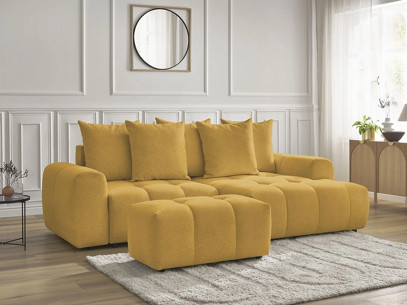 Canapé d'angle avec pouf BOBOCHIC ROXELANE