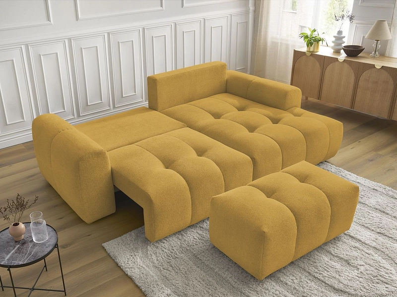 Canapé d'angle avec pouf BOBOCHIC ROXELANE