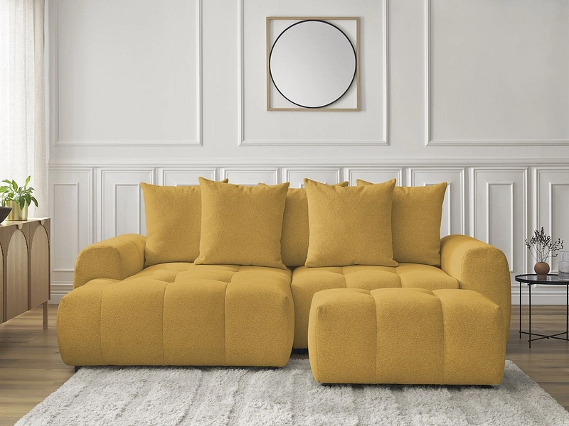 Canapé d'angle avec pouf BOBOCHIC ROXELANE