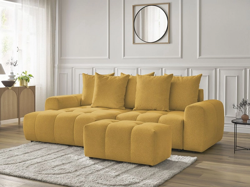 Canapé d'angle avec pouf BOBOCHIC ROXELANE