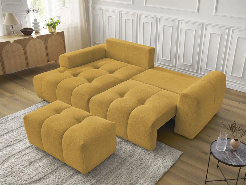 Canapé d'angle avec pouf BOBOCHIC ROXELANE