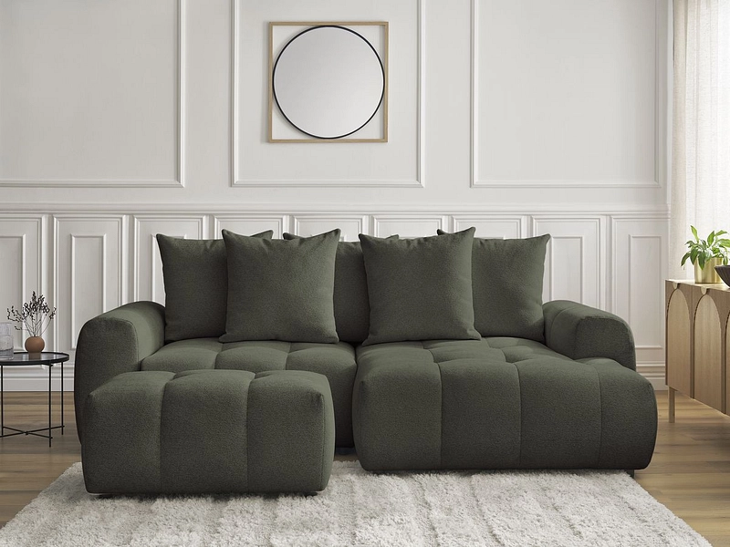 Canapé d'angle avec pouf BOBOCHIC ROXELANE