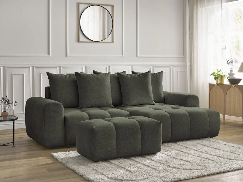 Canapé d'angle avec pouf BOBOCHIC ROXELANE