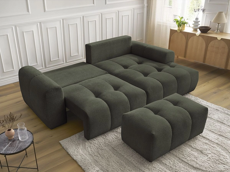 Canapé d'angle avec pouf BOBOCHIC ROXELANE