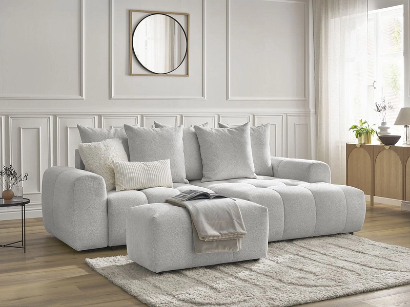 Canapé d'angle avec pouf BOBOCHIC ROXELANE