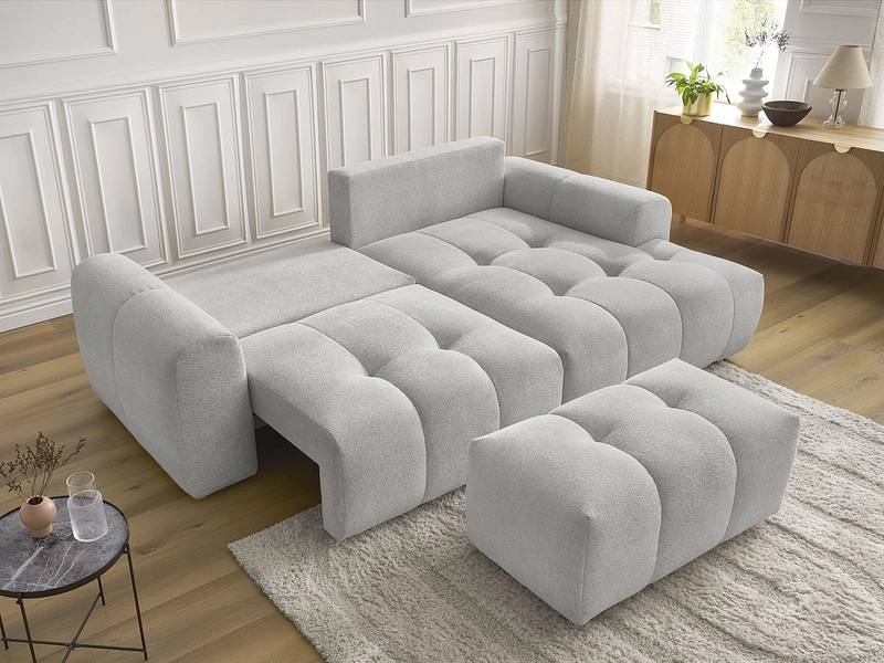 Canapé d'angle avec pouf BOBOCHIC ROXELANE