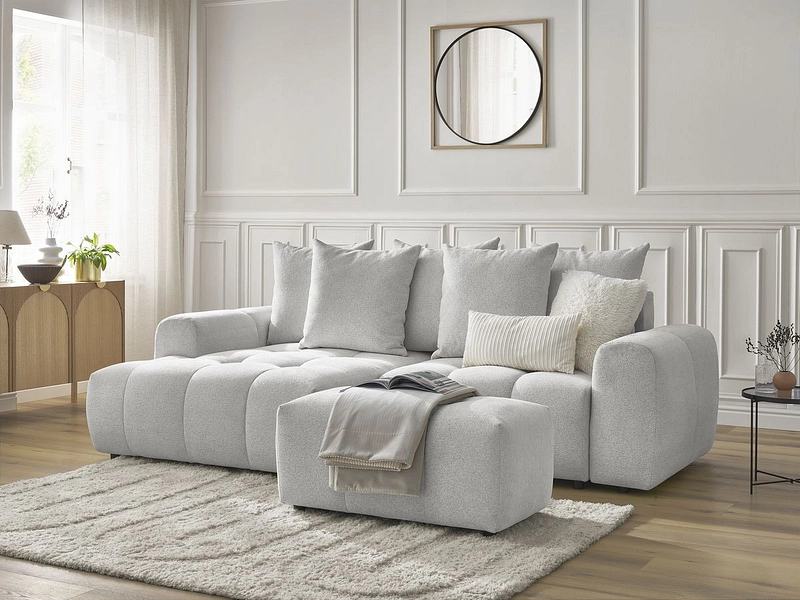 Canapé d'angle avec pouf BOBOCHIC ROXELANE