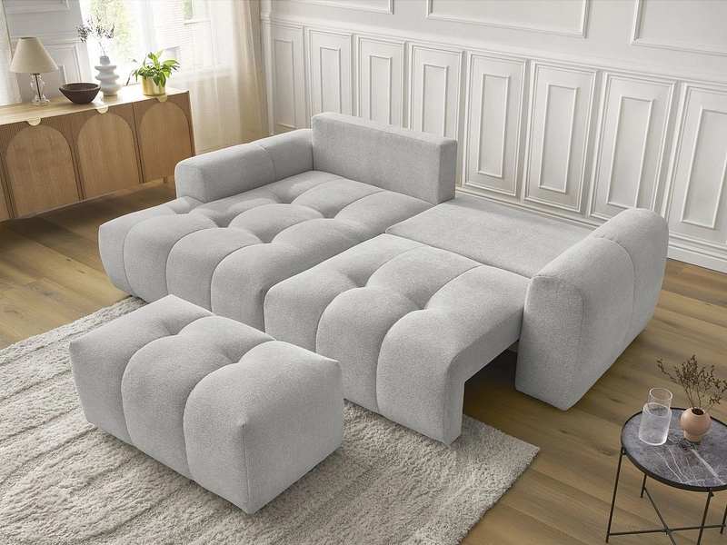 Canapé d'angle avec pouf BOBOCHIC ROXELANE